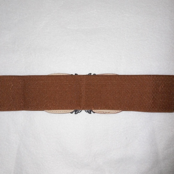 Antiqued Silver Coffee Brown Elastic Waist Belt - Picture 6 of 6